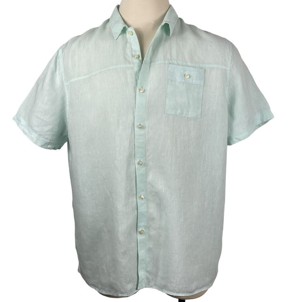 100.% Baird McNutt Linen‎ by Murano Short Sleeve Button Down XL